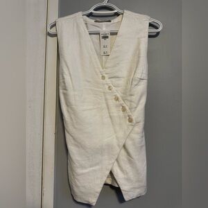 Abercrombie & Fitch Cream Asymmetrical Top (Linen Blend)